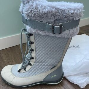 Jambu Gray and White Quilted Winter Boots